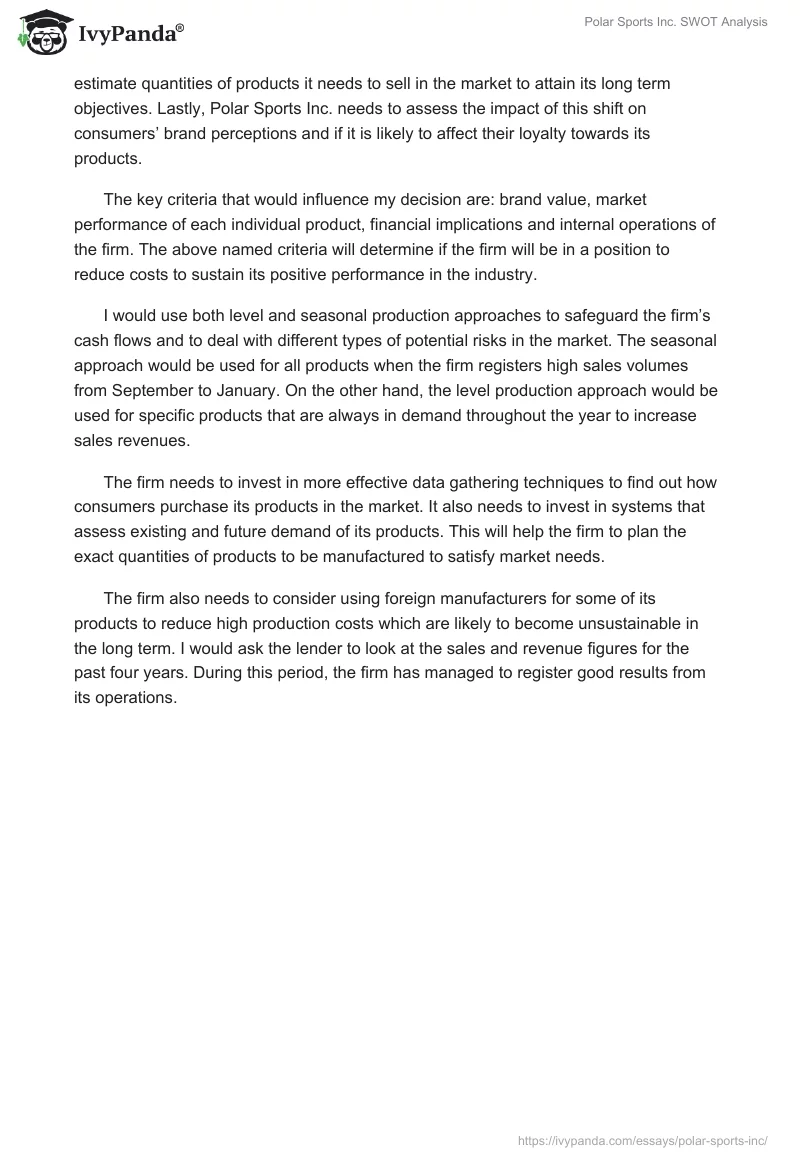 Polar Sports Inc. SWOT Analysis. Page 3
