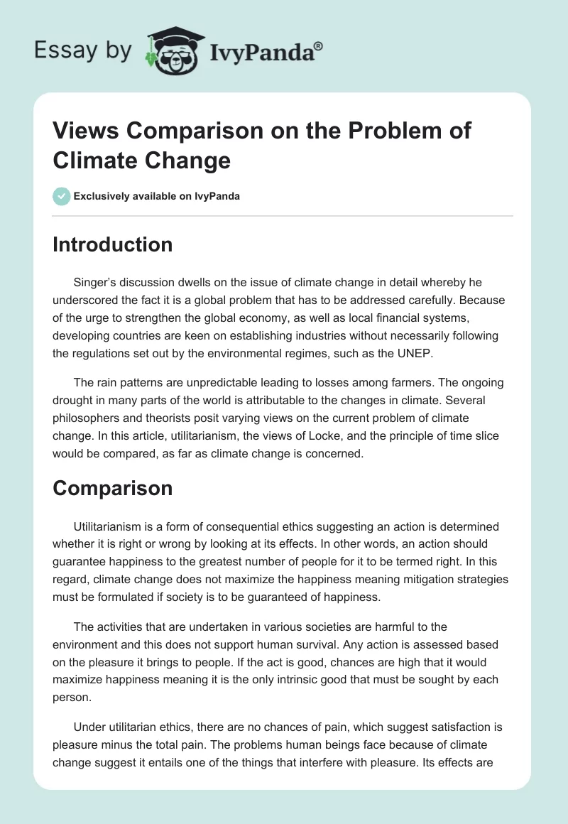 Views Comparison on the Problem of Climate Change. Page 1