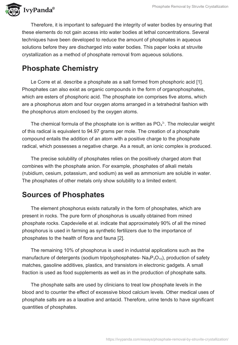 Phosphate Removal by Struvite Crystallization. Page 2
