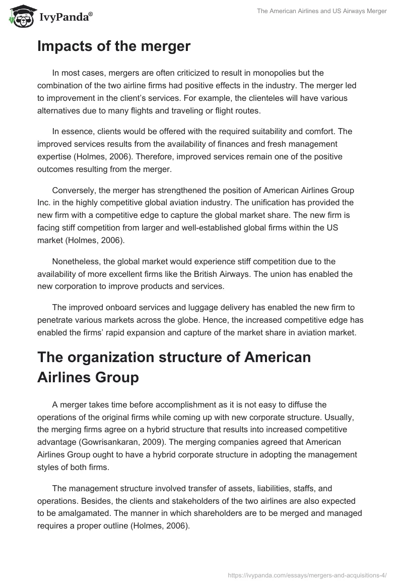 The American Airlines and US Airways Merger. Page 3