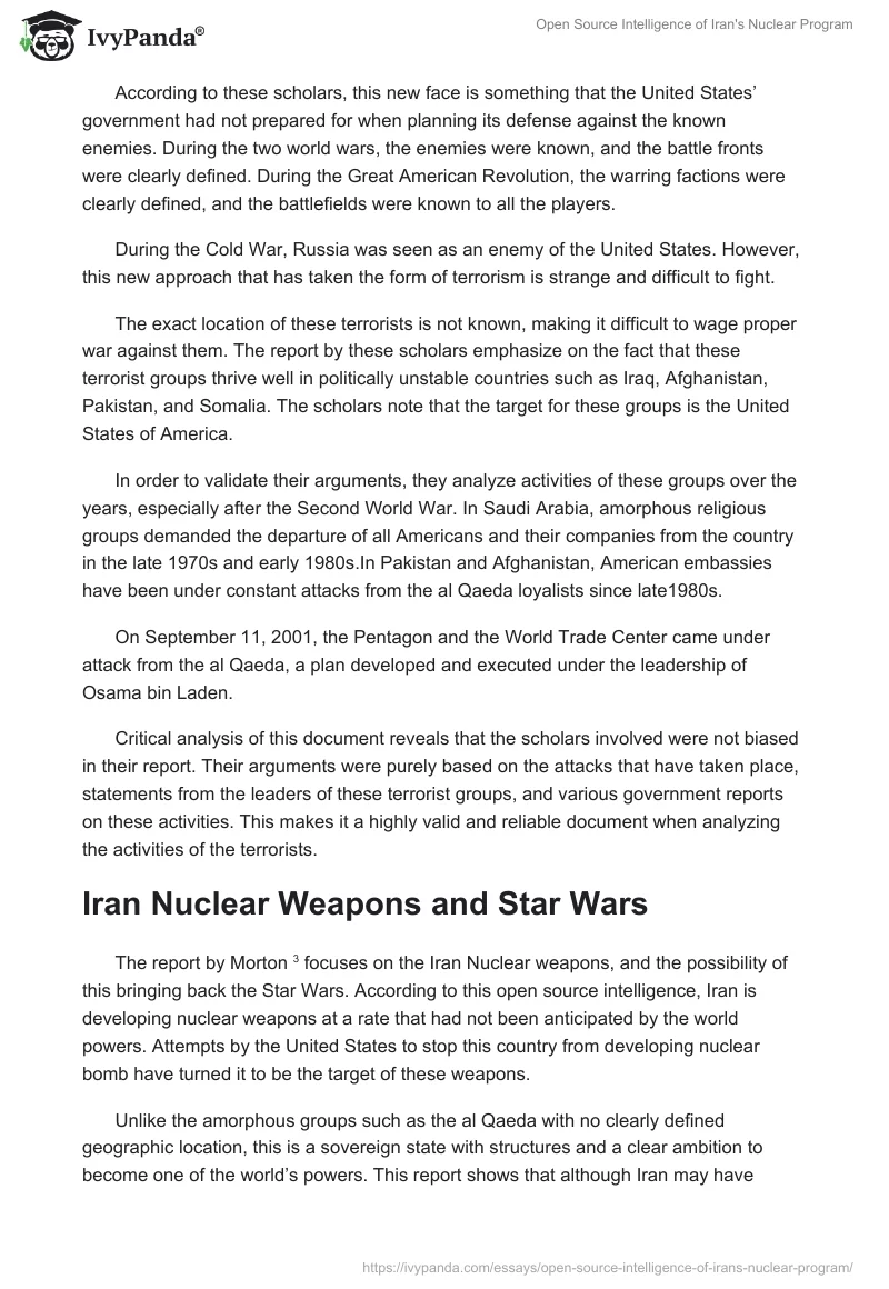 Open Source Intelligence of Iran's Nuclear Program. Page 2