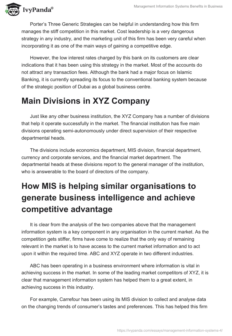 Management Information Systems Benefits in Business. Page 4