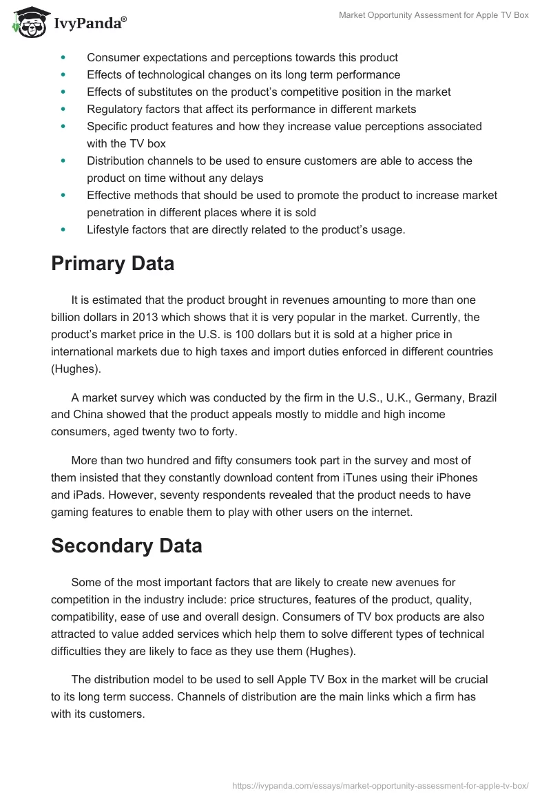 Market Opportunity Assessment for Apple TV Box. Page 4