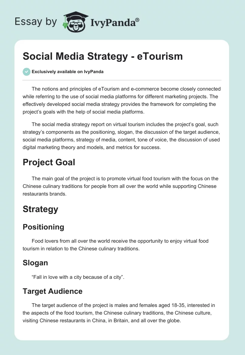 Social Media Strategy - eTourism. Page 1