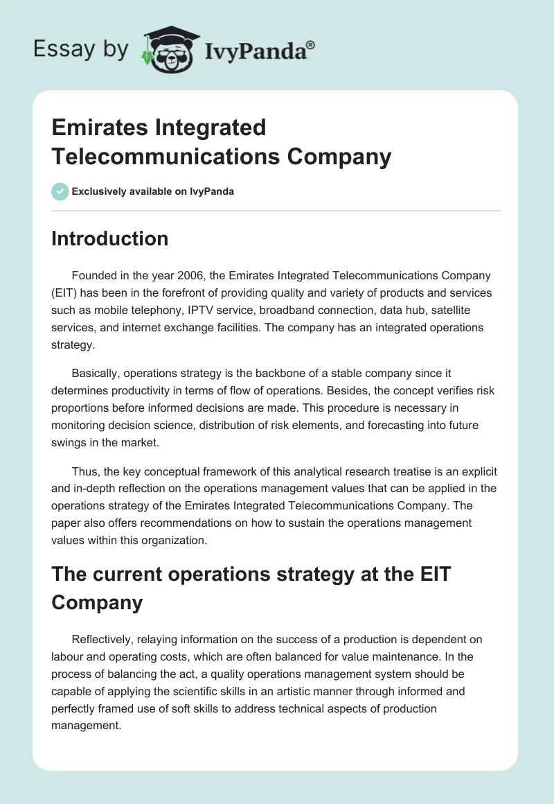 Emirates Integrated Telecommunications Company. Page 1