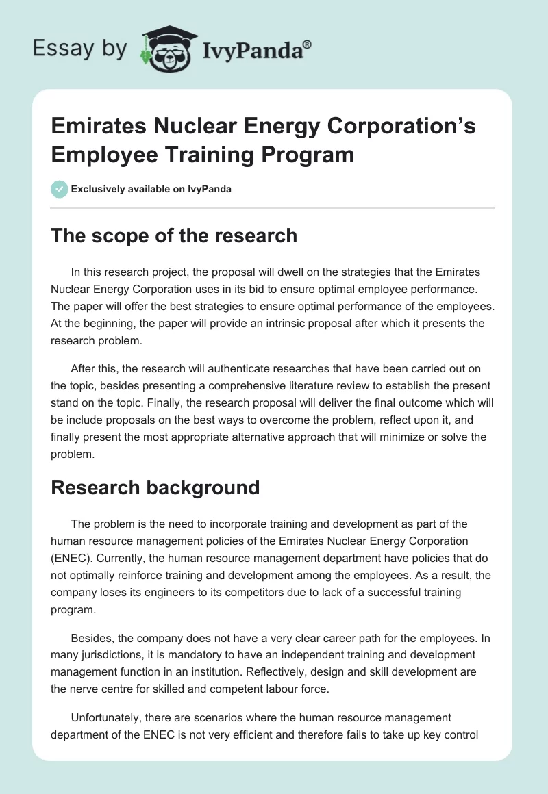 Emirates Nuclear Energy Corporation’s Employee Training Program. Page 1