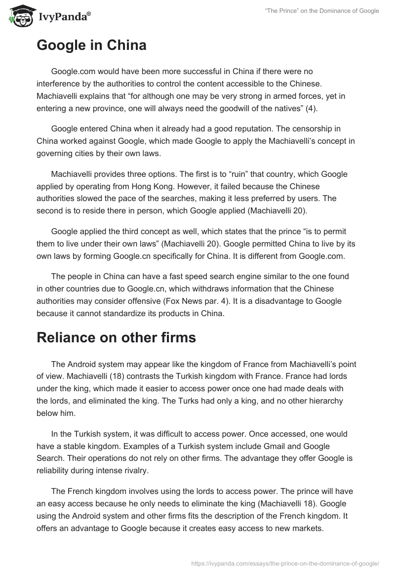 “The Prince” on the Dominance of Google. Page 4