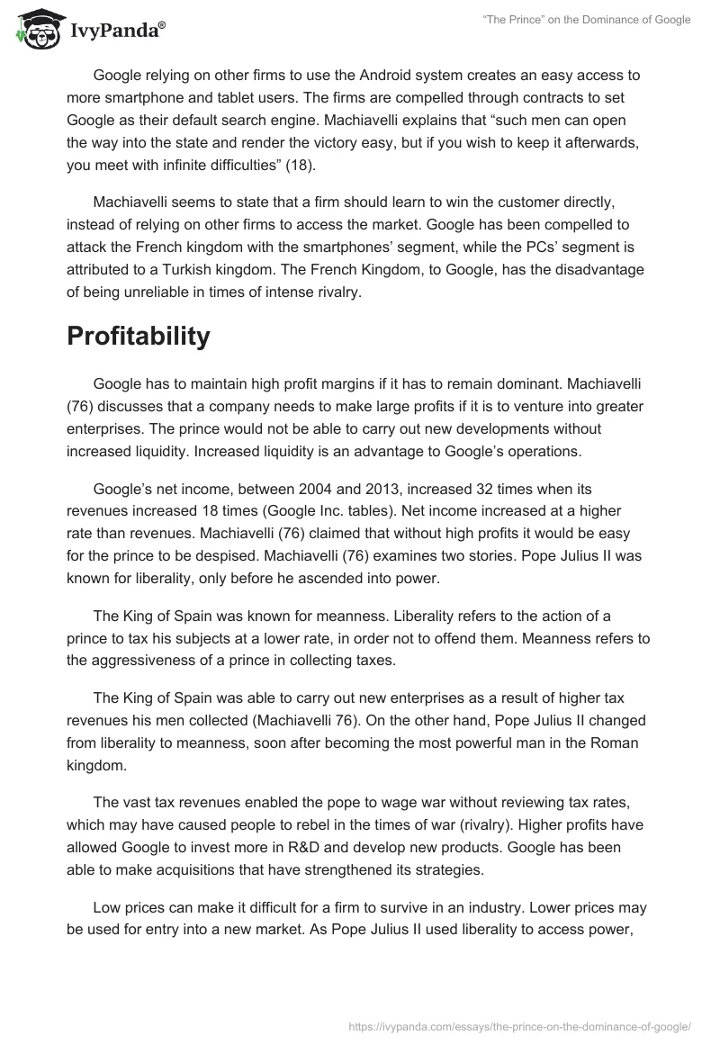 “The Prince” on the Dominance of Google. Page 5