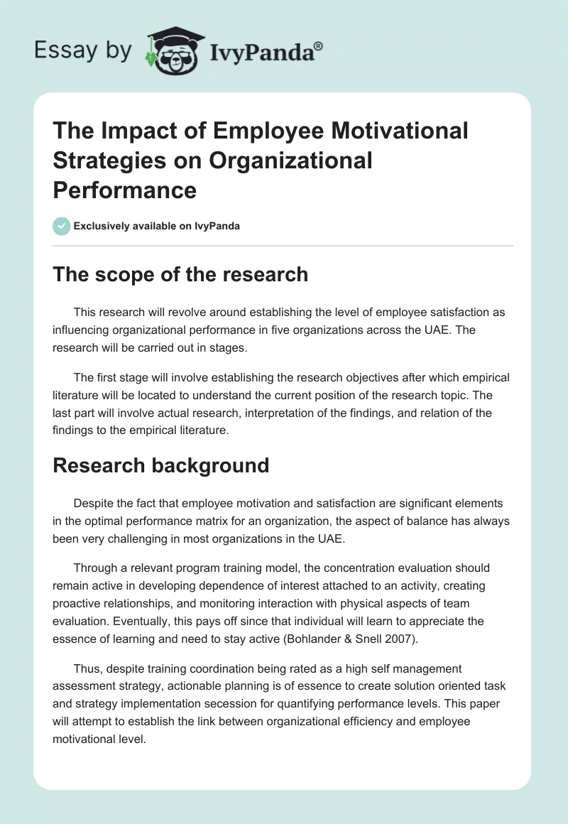 The Impact of Employee Motivational Strategies on Organizational Performance. Page 1