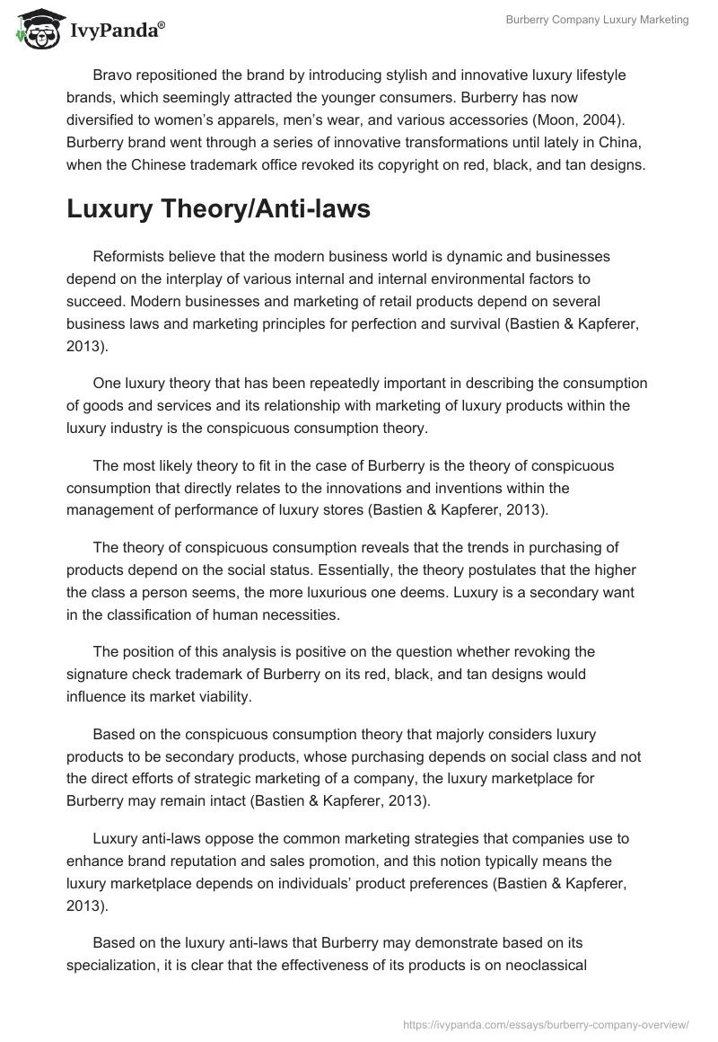 Burberry Company Luxury Marketing. Page 2