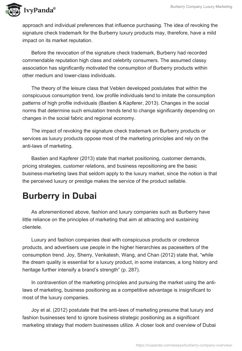 Burberry Company Luxury Marketing. Page 3