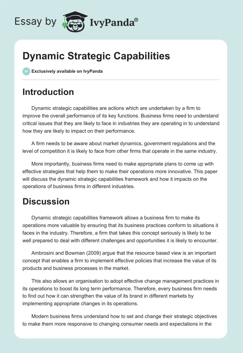 Dynamic Strategic Capabilities. Page 1