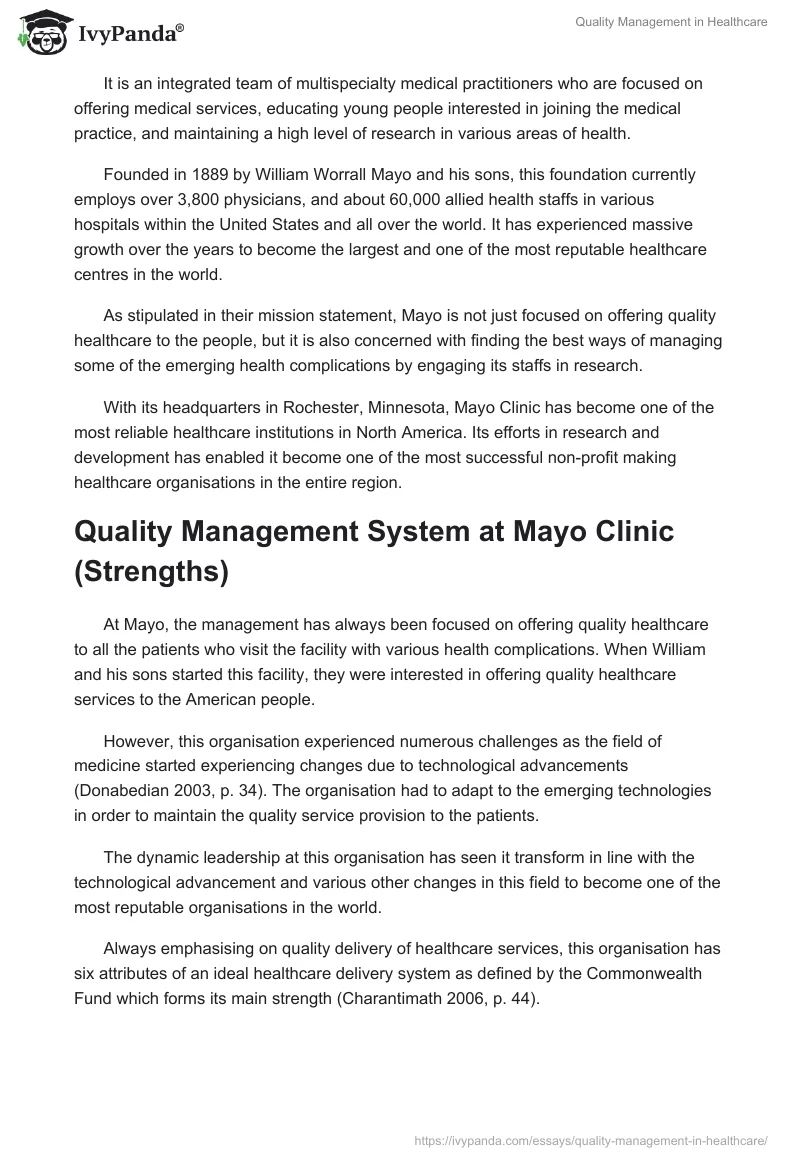 Quality Management in Healthcare. Page 2
