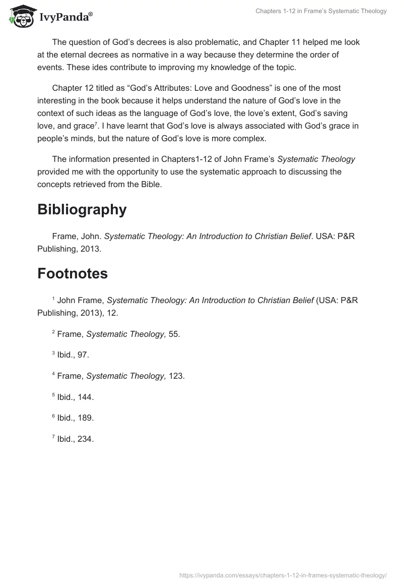 Chapters 1-12 in Frame’s Systematic Theology. Page 3