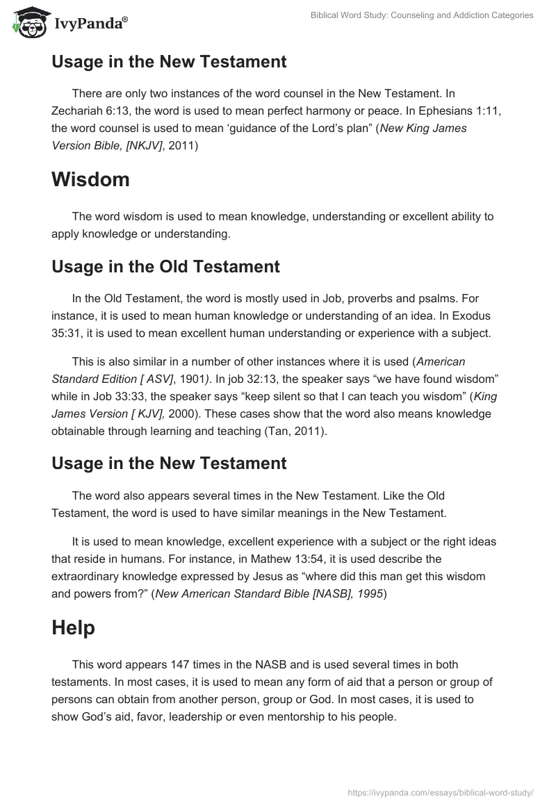 Biblical Word Study: Counseling and Addiction Categories. Page 2