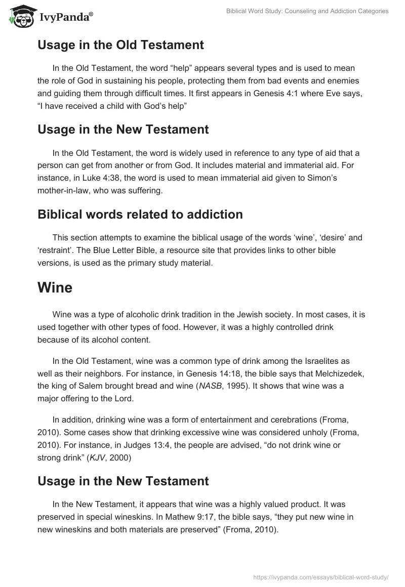 Biblical Word Study: Counseling and Addiction Categories. Page 3