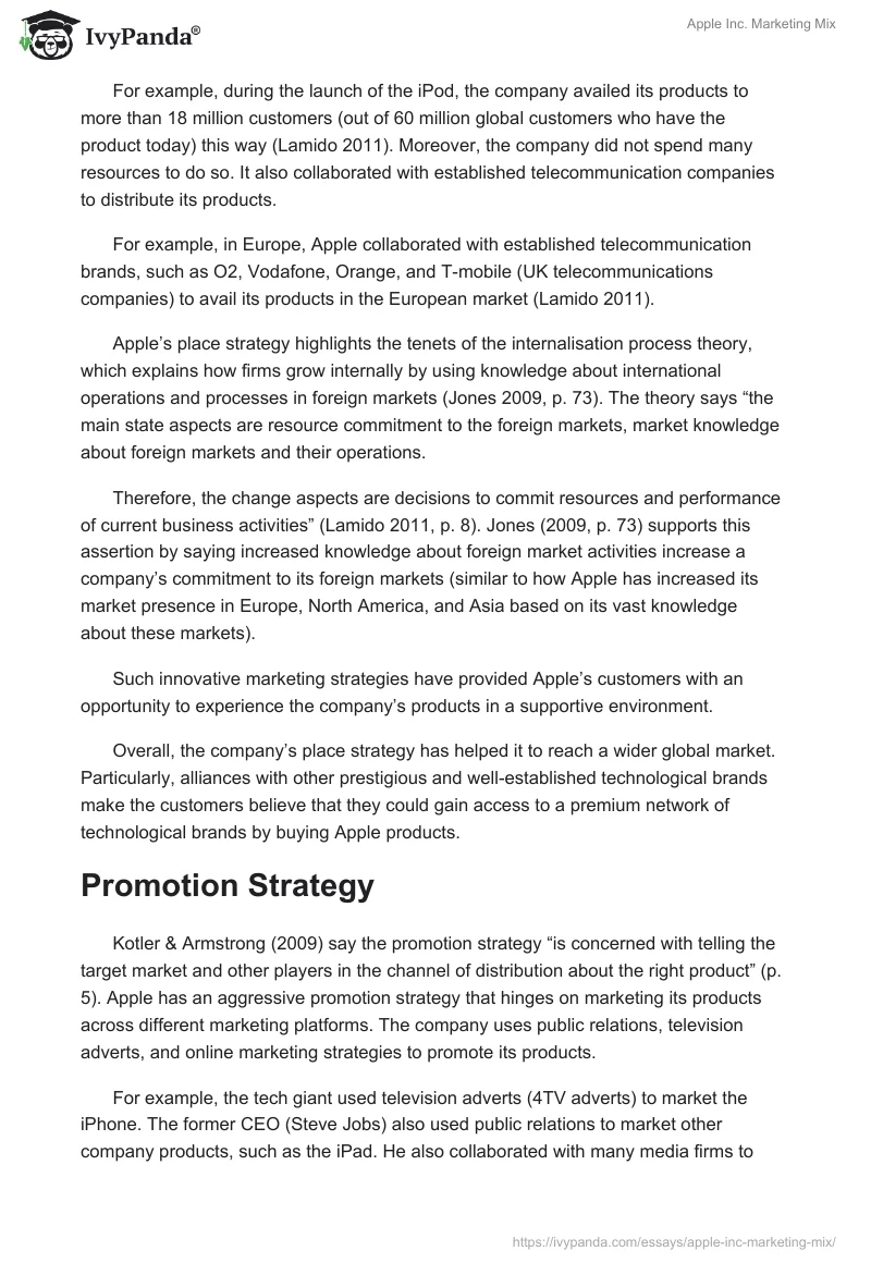 Apple Inc. Marketing Mix. Page 4