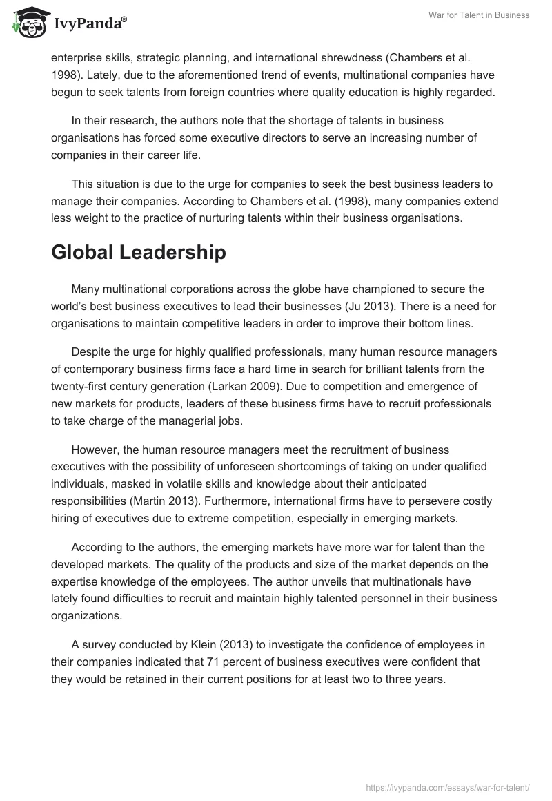 War for Talent in Business. Page 2