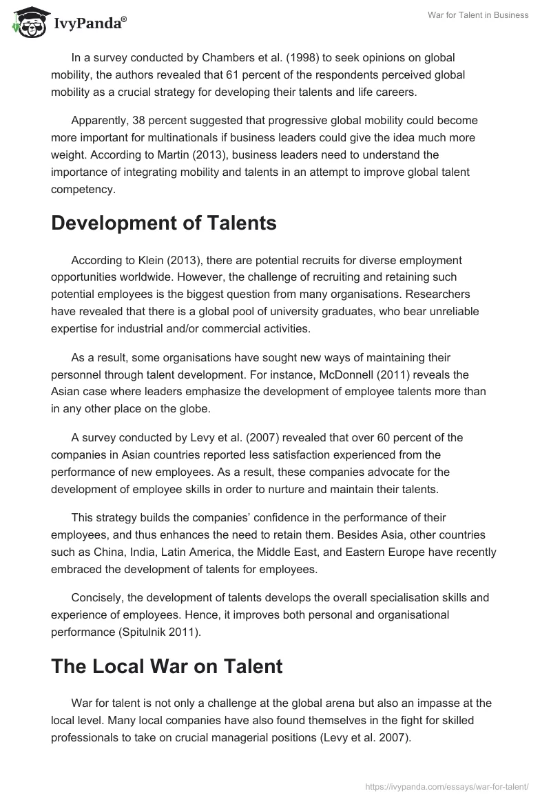 War for Talent in Business. Page 5