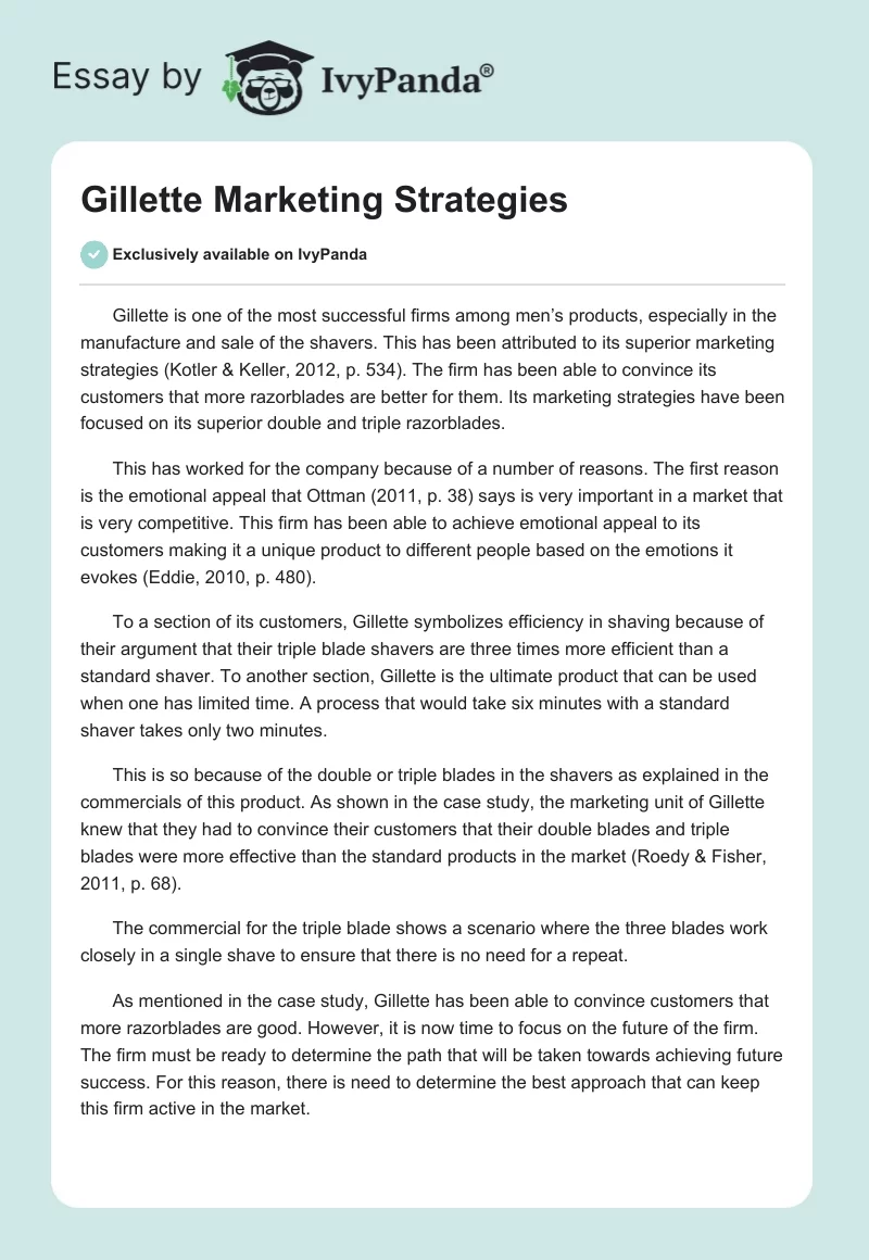 Gillette Marketing Strategies. Page 1