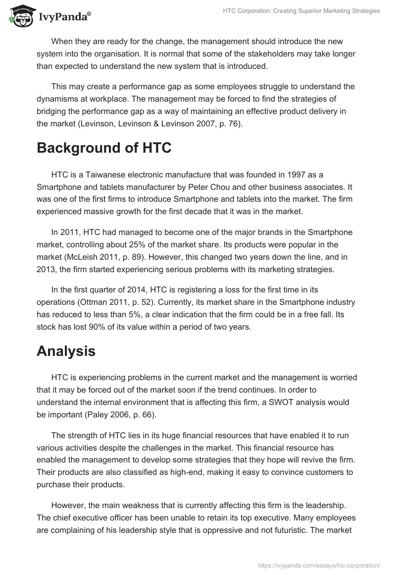 HTC Corporation: Creating Superior Marketing Strategies. Page 3