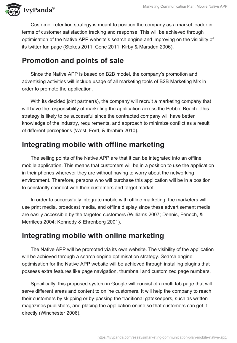 Marketing Communication Plan: Mobile Native APP. Page 3