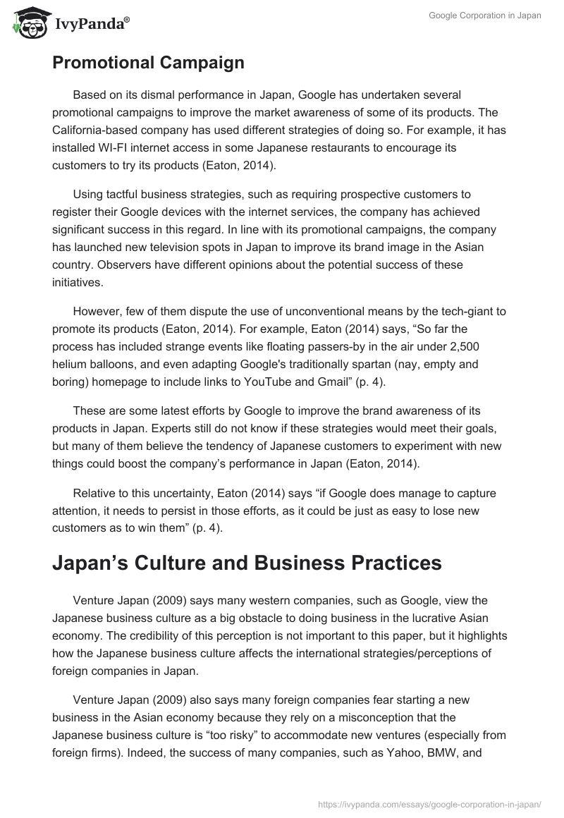 Google Corporation in Japan. Page 5