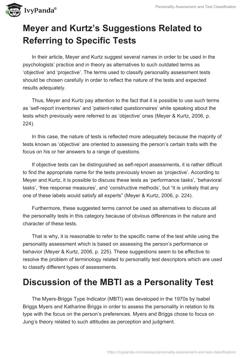 Personality Assessment and Test Classification. Page 3