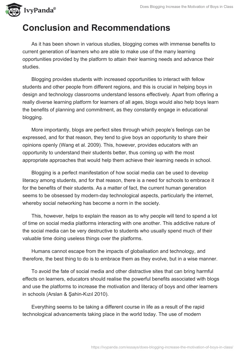 Does Blogging Increase the Motivation of Boys in Class. Page 5