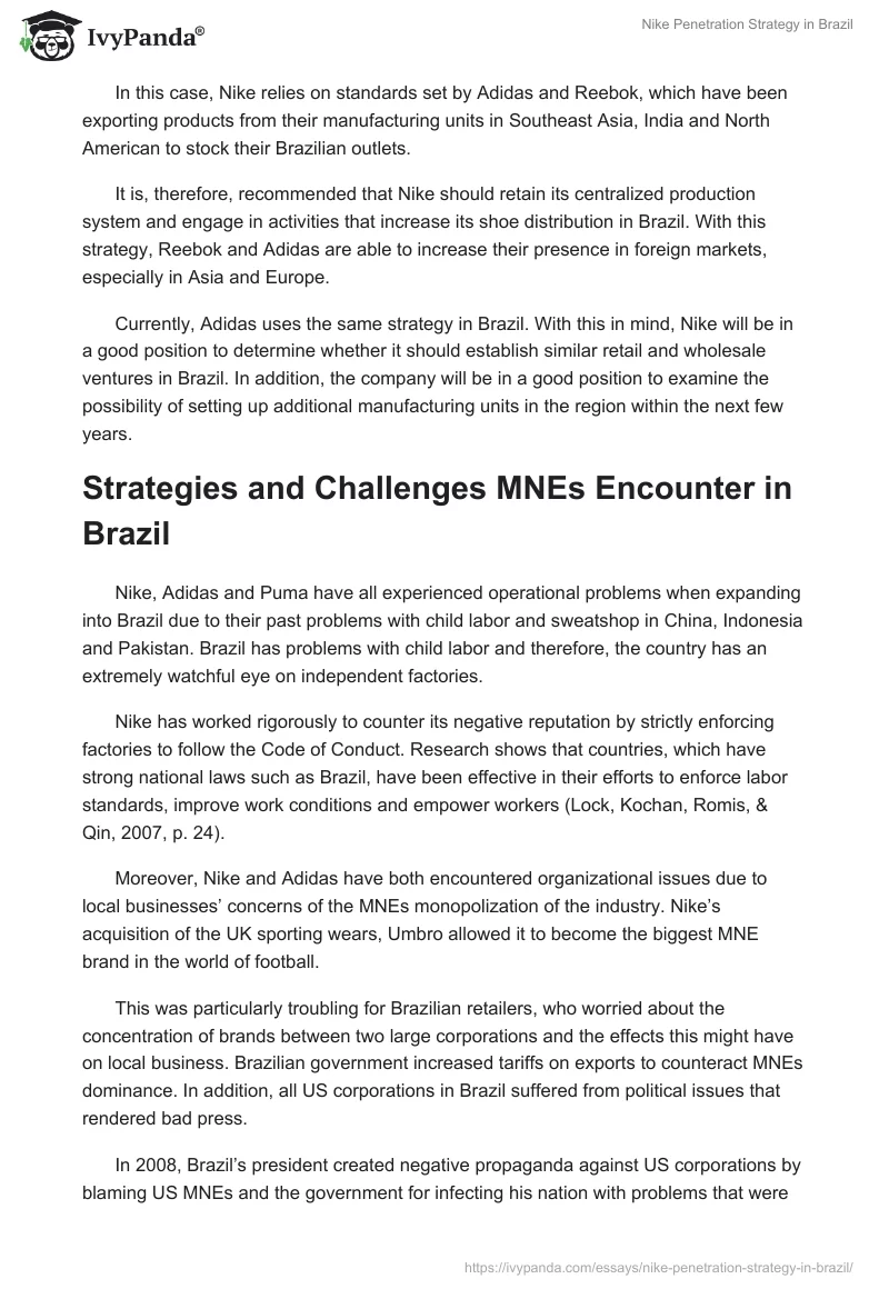 Nike Penetration Strategy in Brazil. Page 2