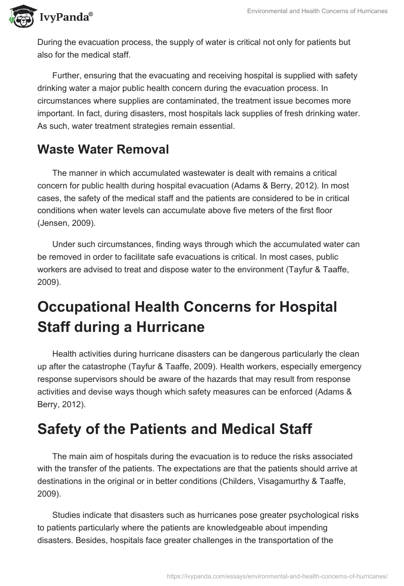 Environmental and Health Concerns of Hurricanes. Page 4
