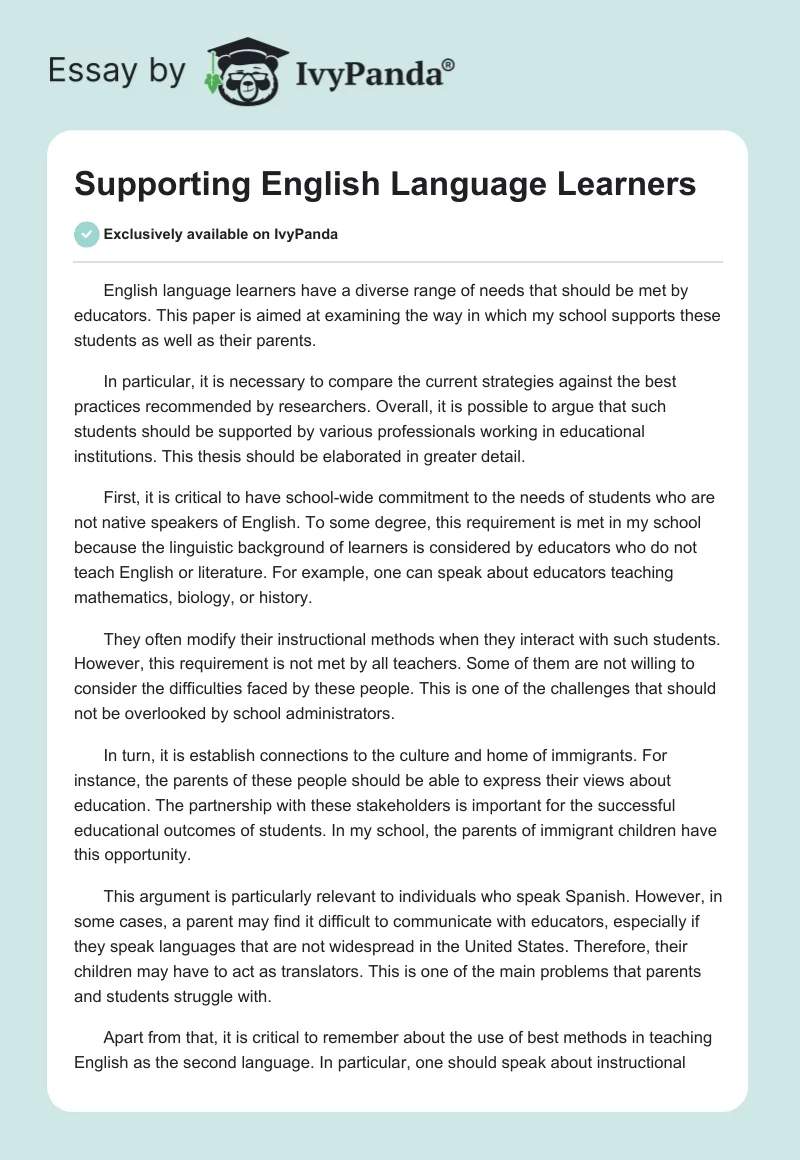 Supporting English Language Learners. Page 1