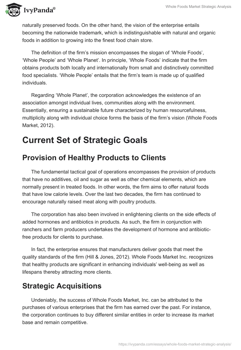 Whole Foods Market Strategic Analysis. Page 2