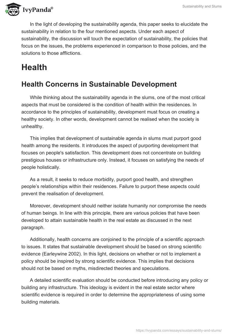 Sustainability and Slums. Page 2