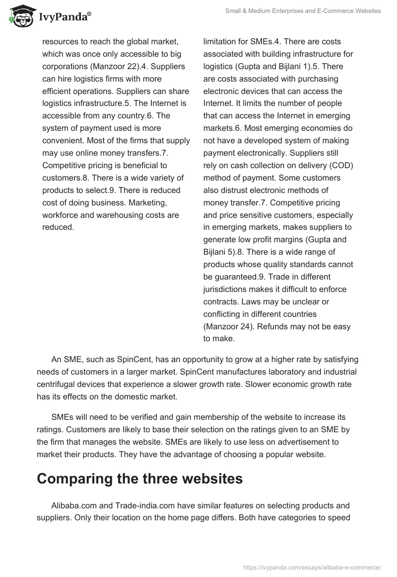 Small & Medium Enterprises and E-Commerce Websites. Page 3