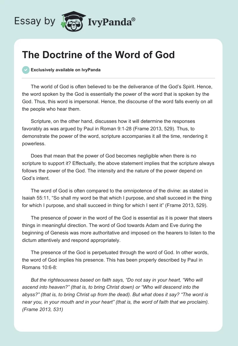 The Doctrine of the Word of God. Page 1