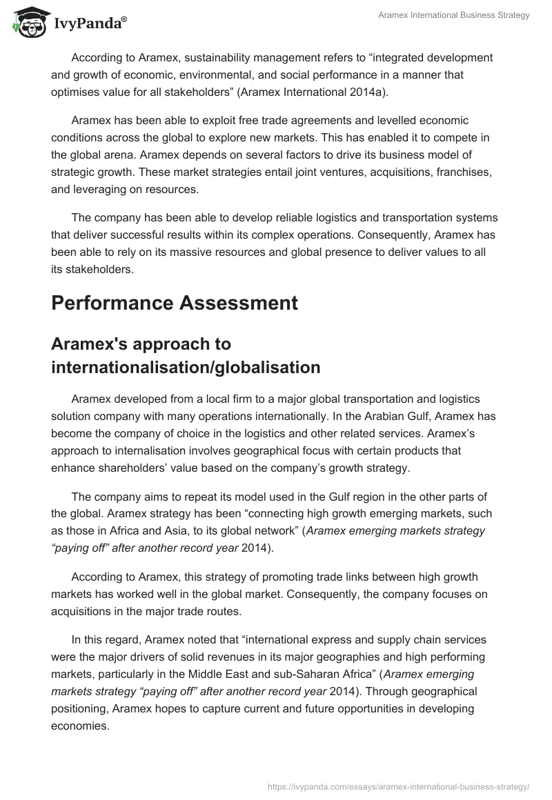 Aramex International Business Strategy. Page 2