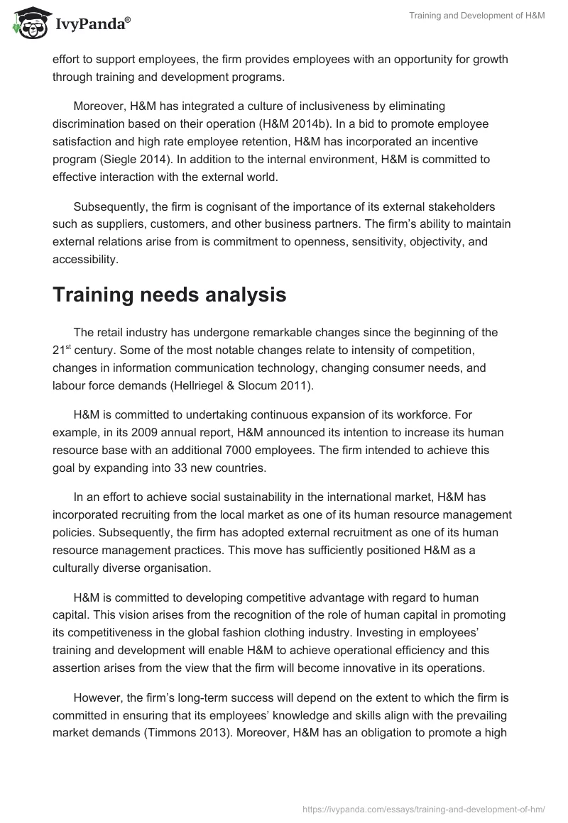 Training and Development of H&M. Page 3