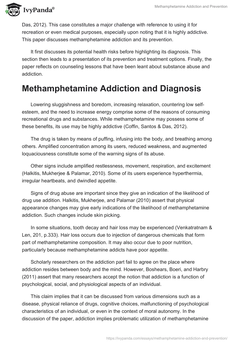 Methamphetamine Addiction and Prevention. Page 2