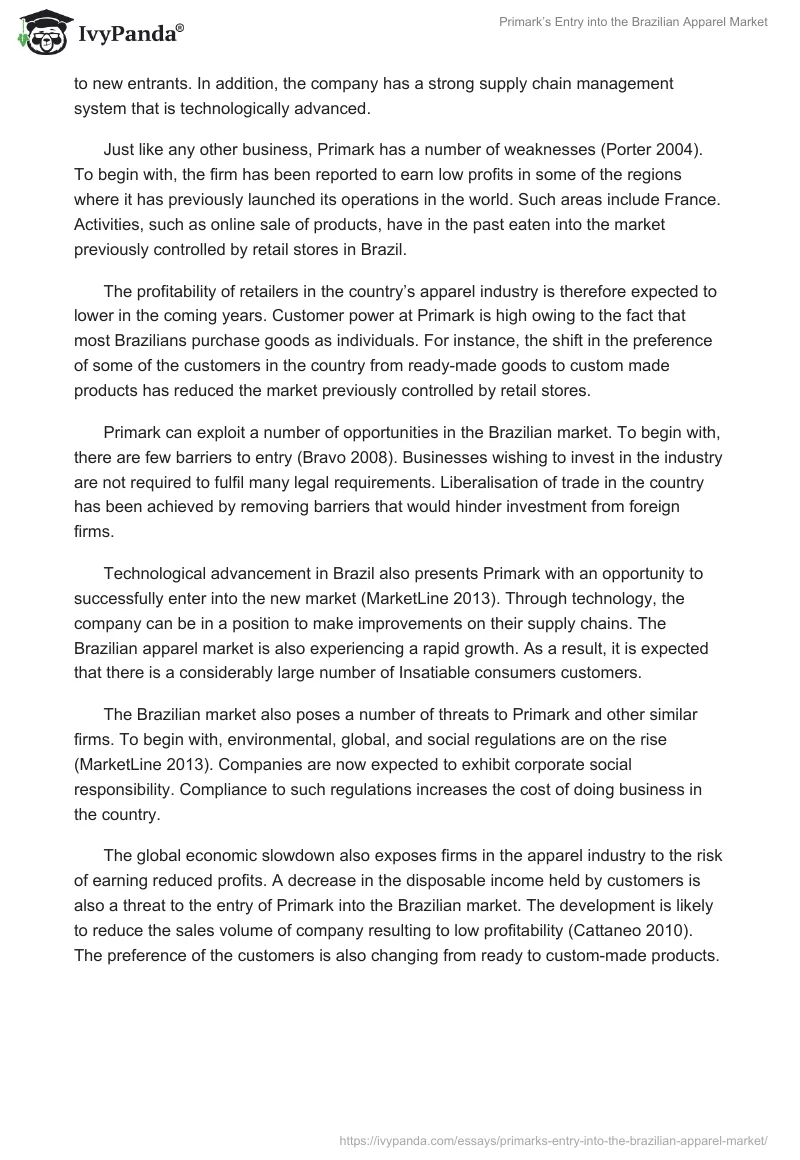 Primark’s Entry into the Brazilian Apparel Market. Page 5