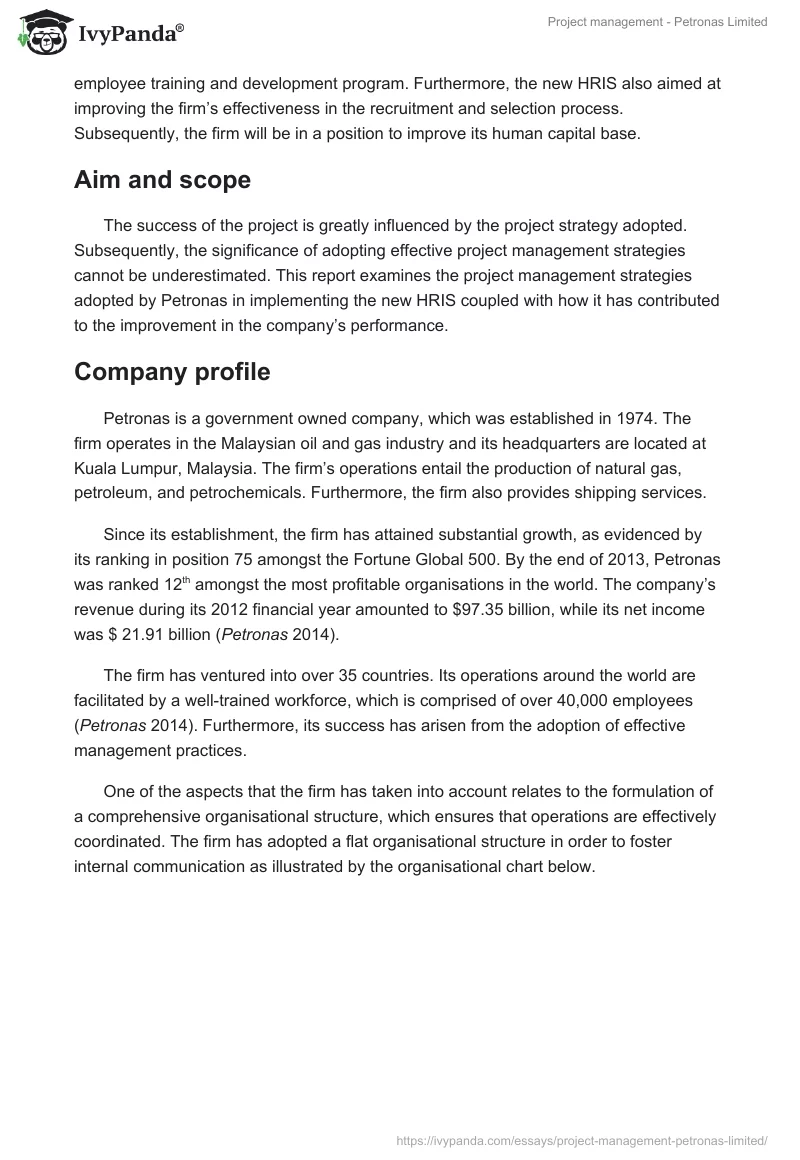 Project management - Petronas Limited. Page 2