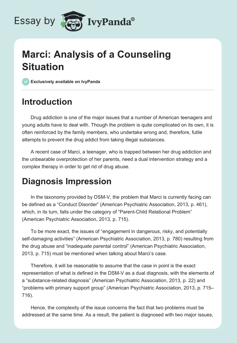 Marci: Analysis of a Counseling Situation. Page 1