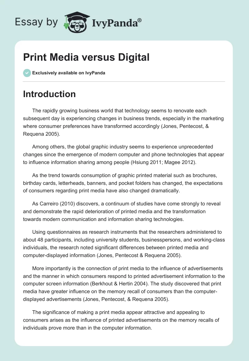 Print Media versus Digital. Page 1
