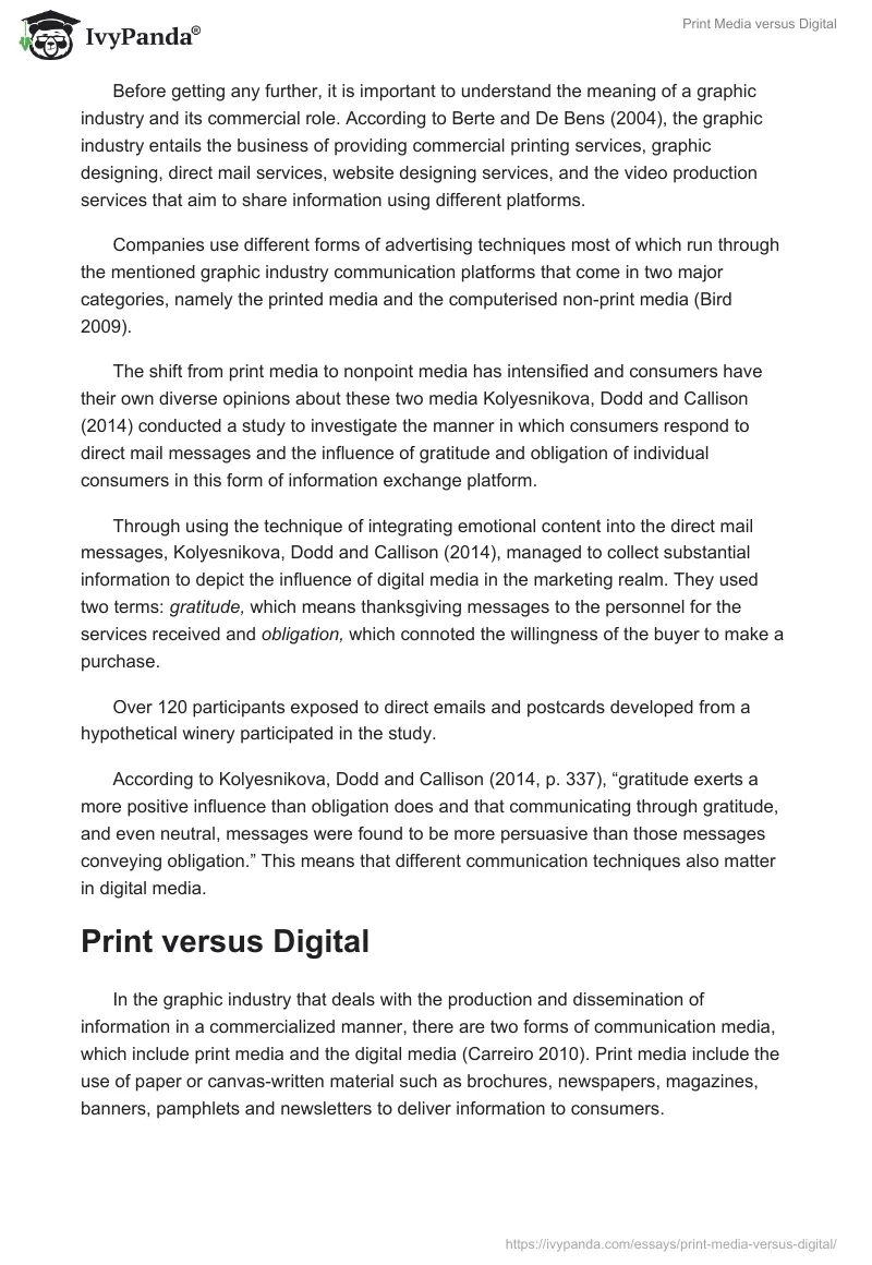 Print Media versus Digital. Page 2