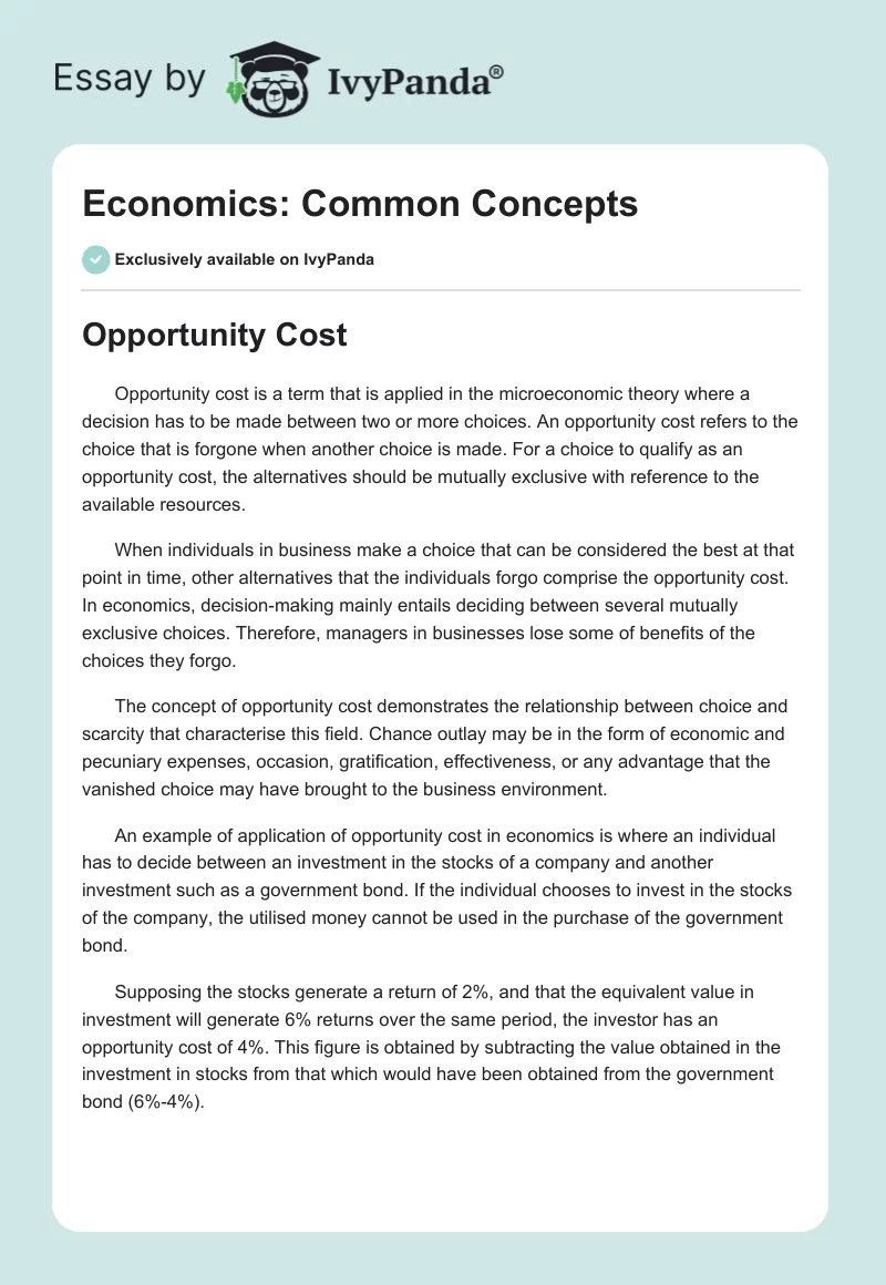 Economics: Common Concepts. Page 1