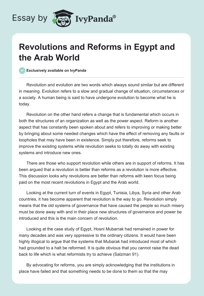 Revolutions and Reforms in Egypt and the Arab World. Page 1