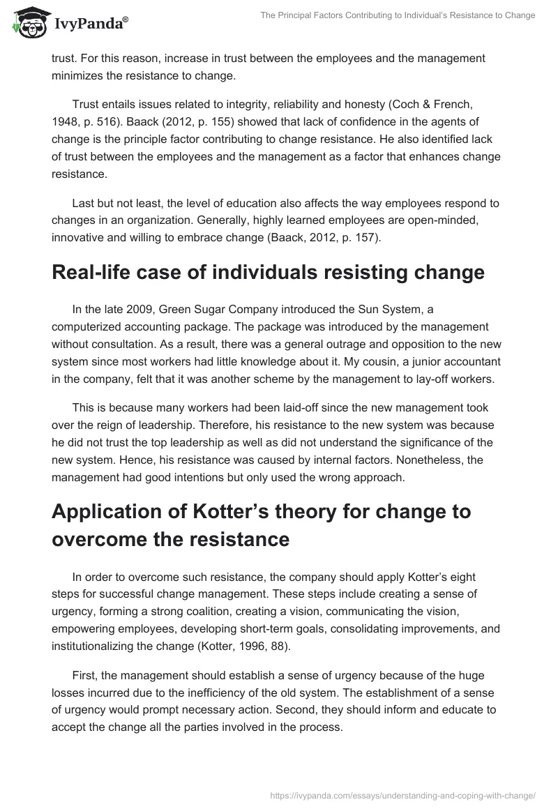 The Principal Factors Contributing to Individual’s Resistance to Change. Page 3