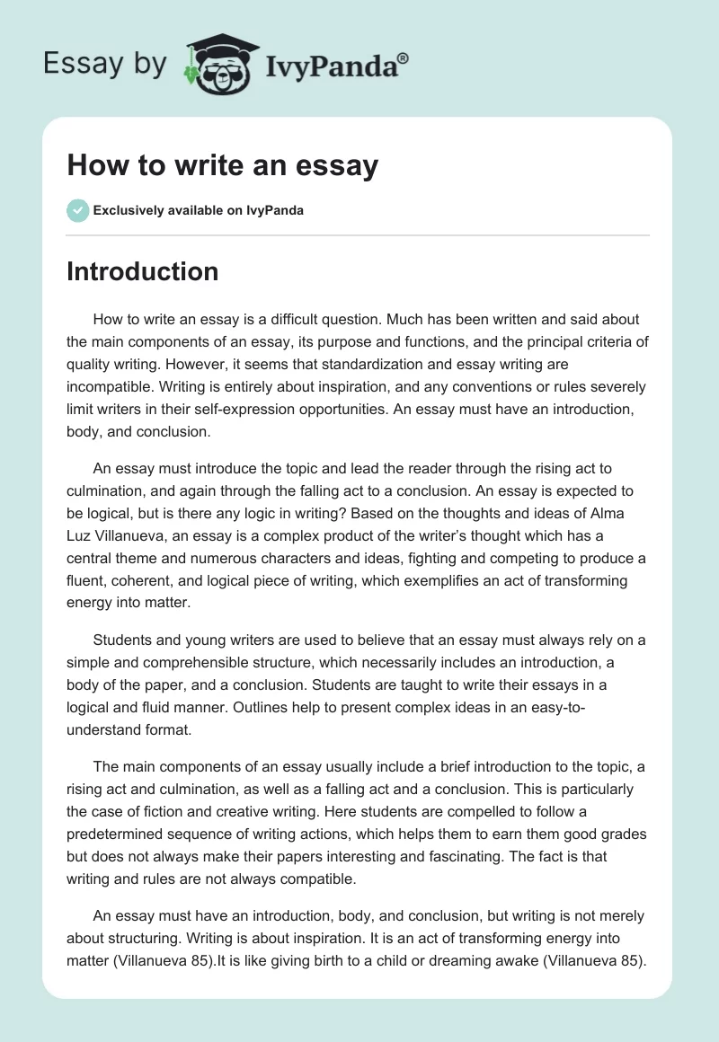 How to write an essay. Page 1
