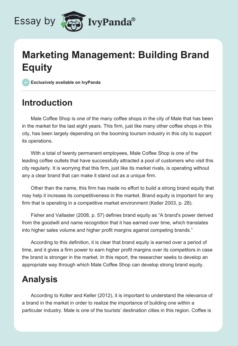 Marketing Management: Building Brand Equity. Page 1
