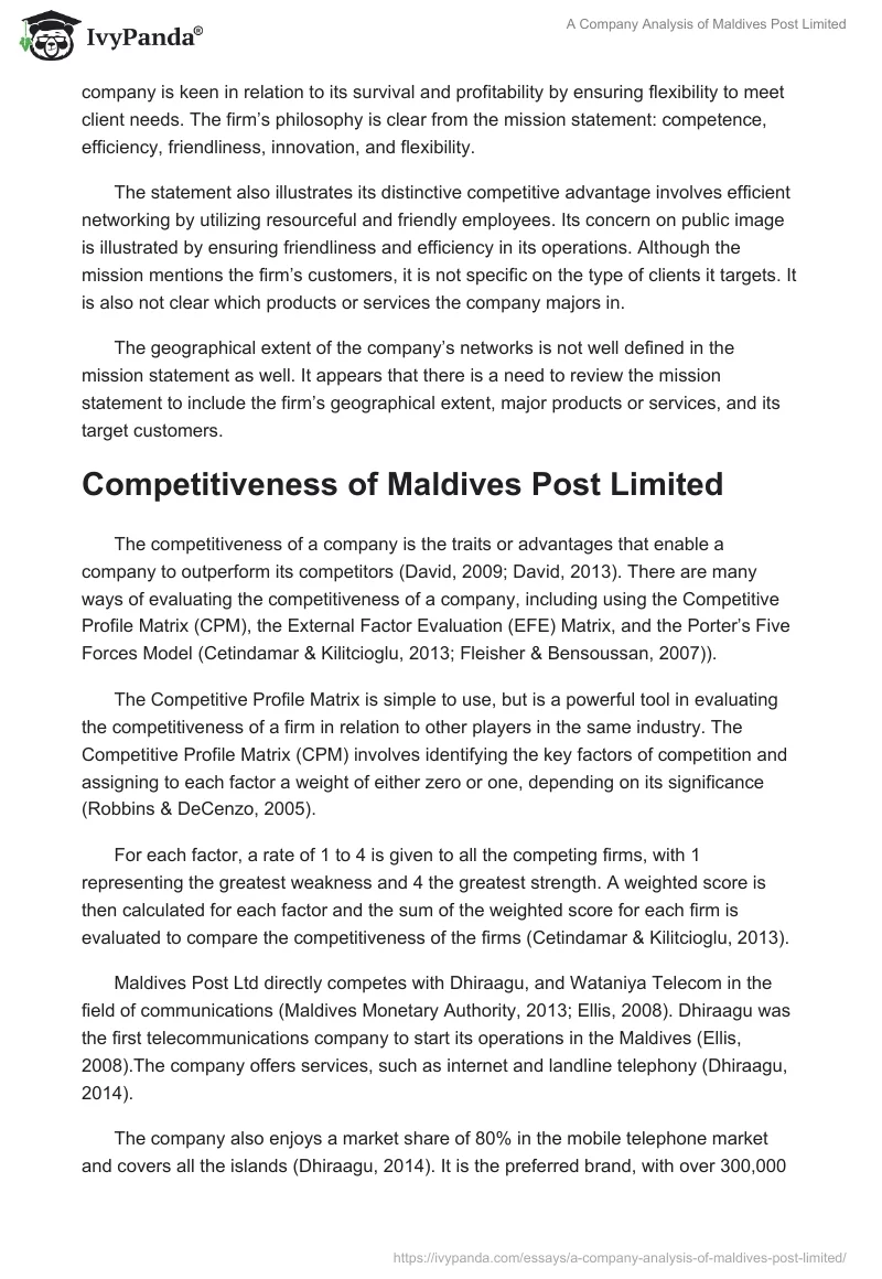 A Company Analysis of Maldives Post Limited. Page 4